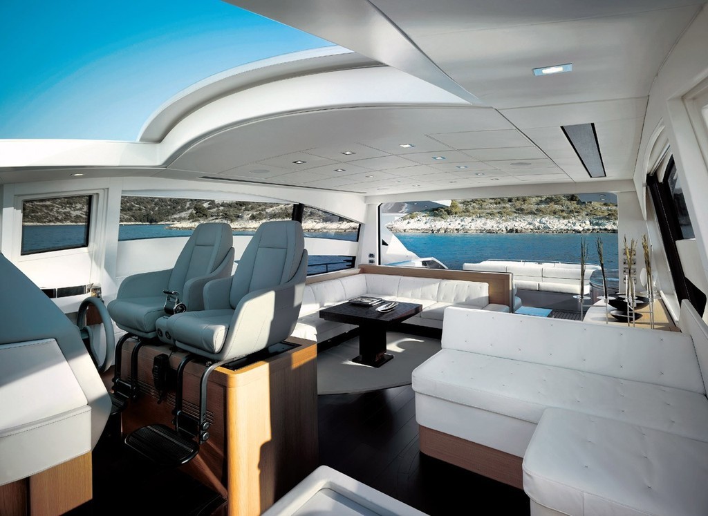 All furnishings are upholstered in the ultra-exclusive Poltrona Frau brand - pershing 72 © Ocean Magazine http://www.oceanmagazine.com.au/